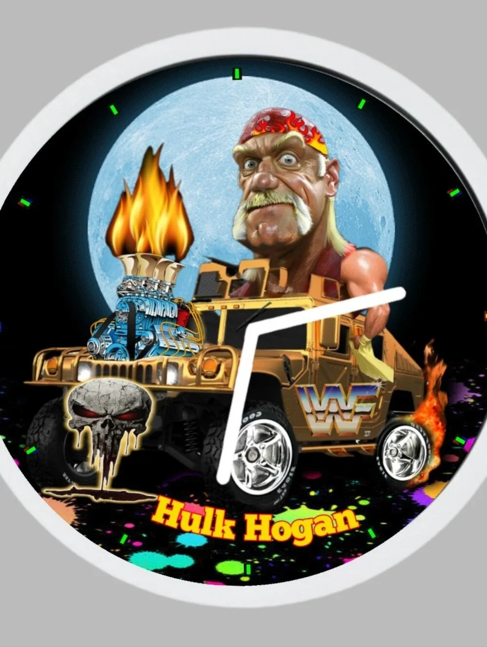 Hulk Hogan Themed Graphic Wall Clock - Black/Yellow
